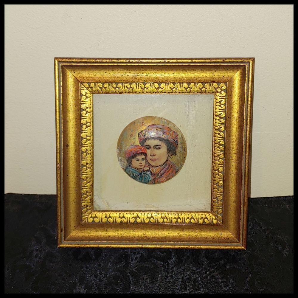Edna Hibel Framed Porcelain Plaque *please read*